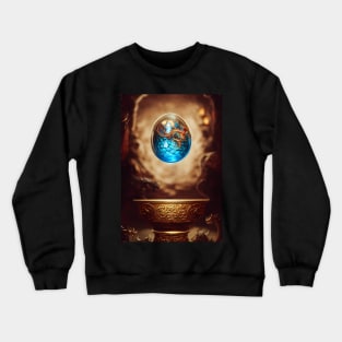 A translucent Dragon Egg in a Wizard's Study Crewneck Sweatshirt